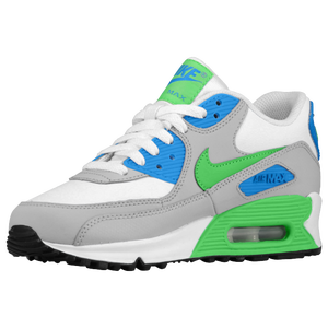 Nike Air Max 90  - Boys' Grade School - White/Photo Blue/Neutral Grey/Poison Green