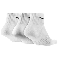 Nike 3 Pack Moisture MGT Cushion Quarter Sock - Men's - All White / White