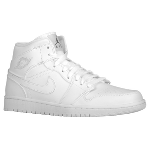 Jordan AJ1 Mid - Men's - White/White/Cool Grey