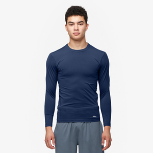 Eastbay EVAPOR Long Sleeve Compression Crew - Men's - Blue-Navy