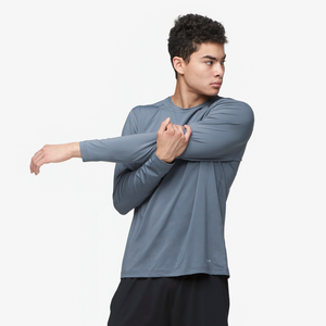 Eastbay EVAPOR Fitted Long Sleeve Crew - Men's - Grey-Charcoal Heather