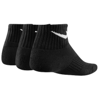 Nike 3 Pack Moisture MGT Cushion Quarter Sock - Boys' Grade School - All Black / Black