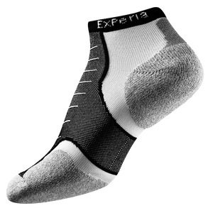 Thorlo Cushioned Heel Micro Mini Running Socks - Black/White/Grey