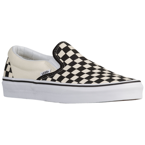 mens black and white slip on vans