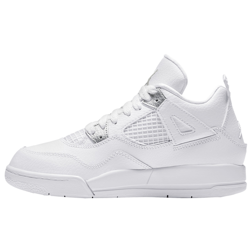 Jordan Retro 4 Boys' Preschool Basketball Shoes White/Metallic