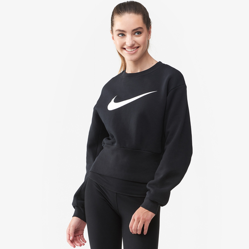 Nike Big Swoosh Crew - Women's - Casual - Clothing - Black/White