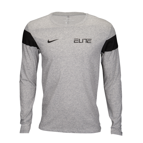Nike Elite Chest L/S T-Shirt - Men's - Basketball - Clothing - Dark Grey Heather