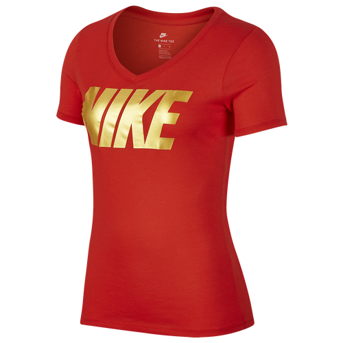 Nike Metallic Block T-Shirt - Women's - Casual - Clothing - Habanero ...