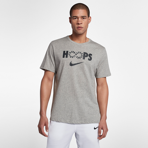 Nike DriFIT Hoops Tshirt Men's Basketball Clothing Dark Grey Heather/Black