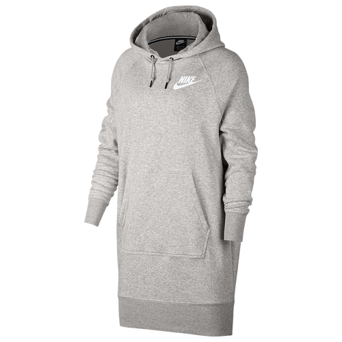 Nike Rally Ribbed Hoodie Dress - Women's - Casual - Clothing - Grey Heather