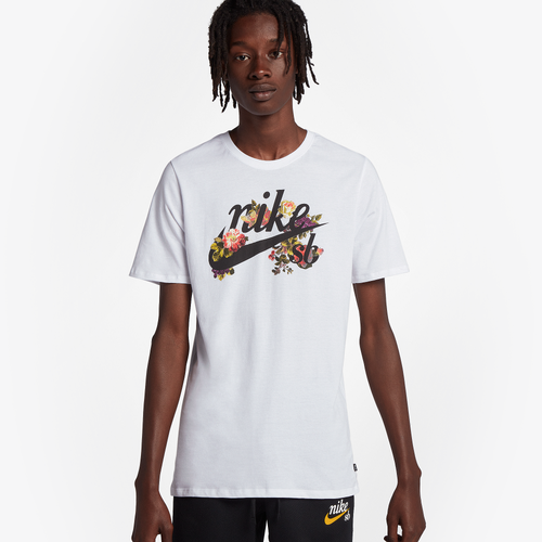 Nike SB Floral Logo T-Shirt - Men's - Skate - Clothing - White/Black