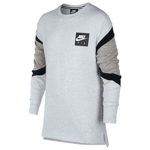 Nike Air LongSleeve Top Boys' Grade School Basketball Clothing Birch Heather/Dark Grey