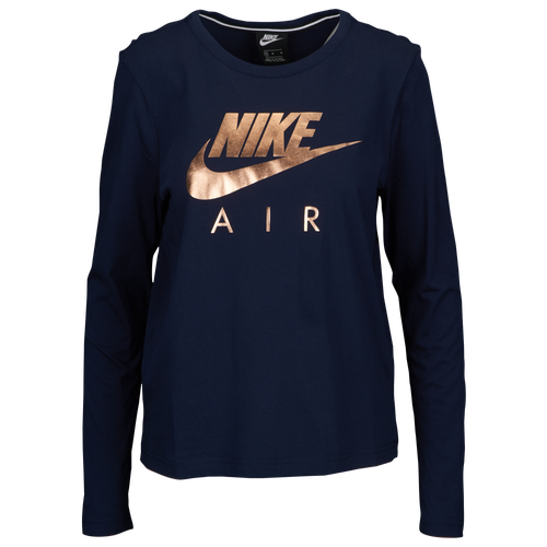 Nike Rose Gold Metallic Air Long Sleeve Top - Women's - Casual ...