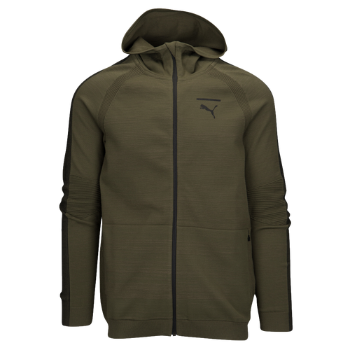 PUMA Evoknit Tech Full-Zip Hoodie - Men's - Casual - Clothing - Olive Night