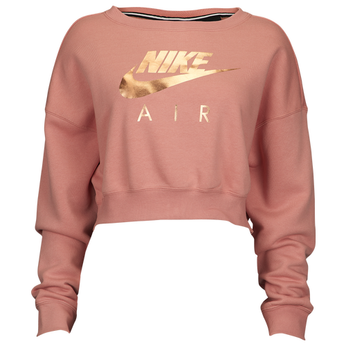 Nike Rose Gold Metallic Air Crew - Women's - Casual - Clothing - Rust Pink