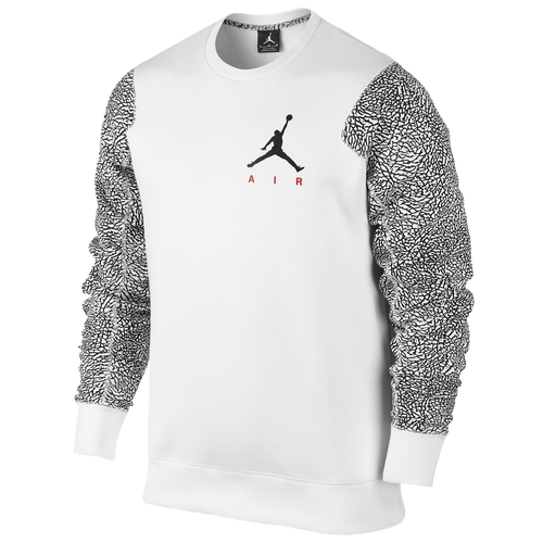 Jordan Ele Sleeve Fleece Crew - Men's - Basketball - Clothing - White/Black