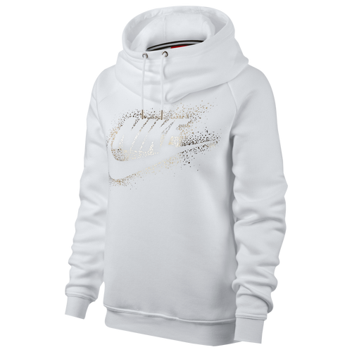 Nike Rally Metallic Hoodie - Women's - Casual - Clothing - White