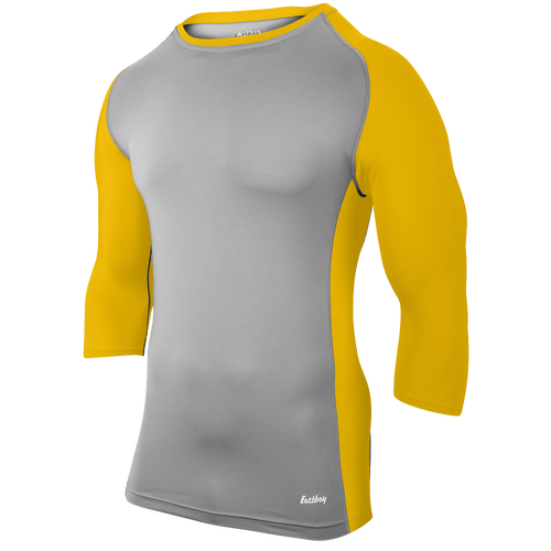 Eastbay Baseball Compression Top - Men's - Baseball - Clothing - Grey/Gold