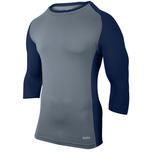 Eastbay Baseball Compression Top - Men's - Baseball - Clothing - Grey/Navy