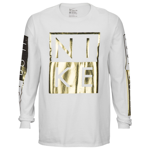 white and gold nike shirt