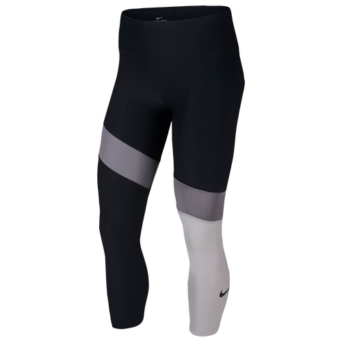 Nike Colorblock Power Crop Tights - Women's - Training - Clothing - Black/Gunsmoke/Atmosphere Grey