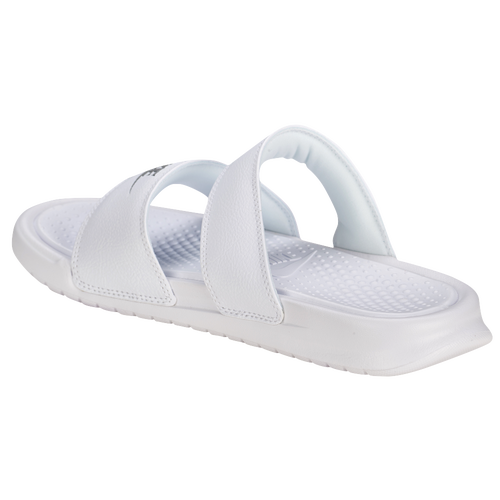 Nike Benassi Duo Ultra Slide - Women's - Casual - Shoes - White/Metallic Silver