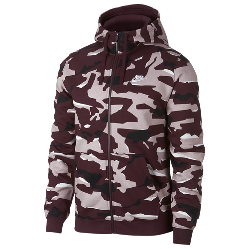 Nike Club Camo Full-Zip Hoodie - Men's - Casual - Clothing - Burgundy ...