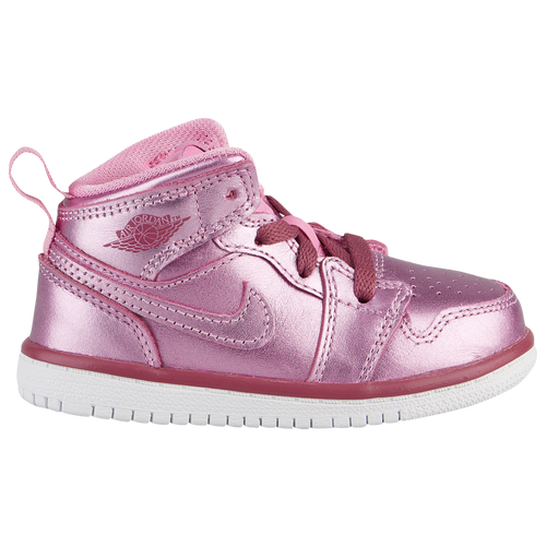 Jordan AJ 1 Mid Girls' Toddler Basketball Shoes Pink Rise/White/Noble Red