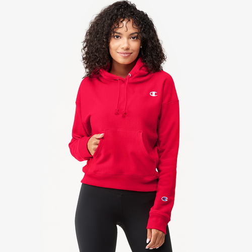 Champion Logo Pullover Hoodie - Women's - Casual - Clothing - Red Spark