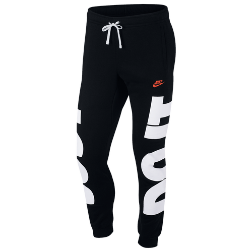 Nike JDI + Fleece Jogger - Men's - Casual - Clothing - Black/Team Orange